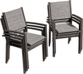 Flamaker Patio Chairs Textilene Outdoor Chairs Set of 6 Stackable Dining Chair by Flamaker