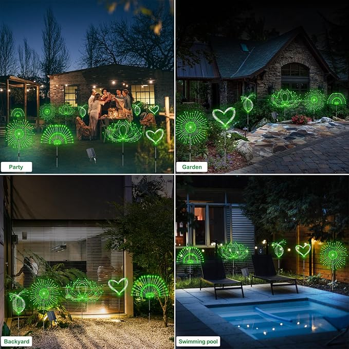 Solar Garden Lights Outdoor Waterproof, 4 Pack Total 480 LED Solar Firework - Image 6