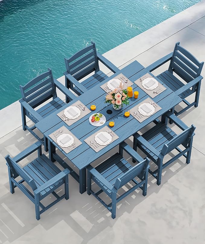 SERWALL Patio Dining Table and Bench Set - Image 8