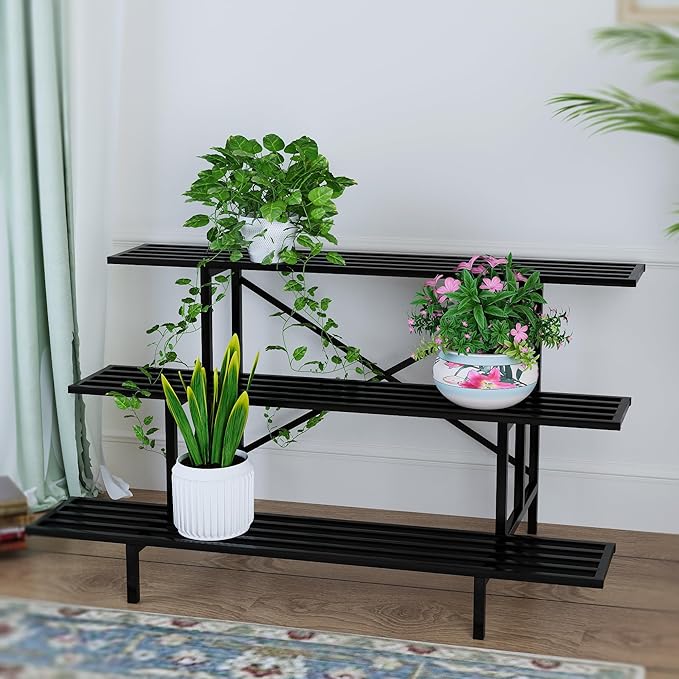 Zhongma 3 Tier Sturdy Metal Plant Stand, L45.67 x W26 x H23.6 inch, Heavy Duty - Image 4