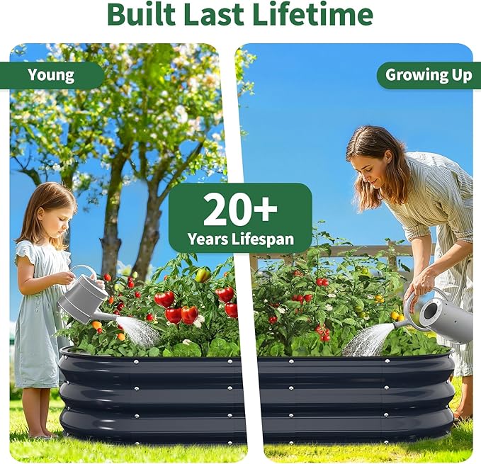 Kesfitt Raised Garden Bed, Oval Open-Bottom Design, 12-Inch Deep - Image 9