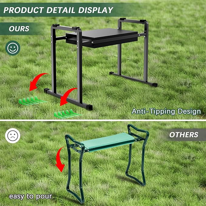 FLINTER Garden Kneelers Seat, Stable and Save Tip-Resistant Design 10.2" Wider - Image 2