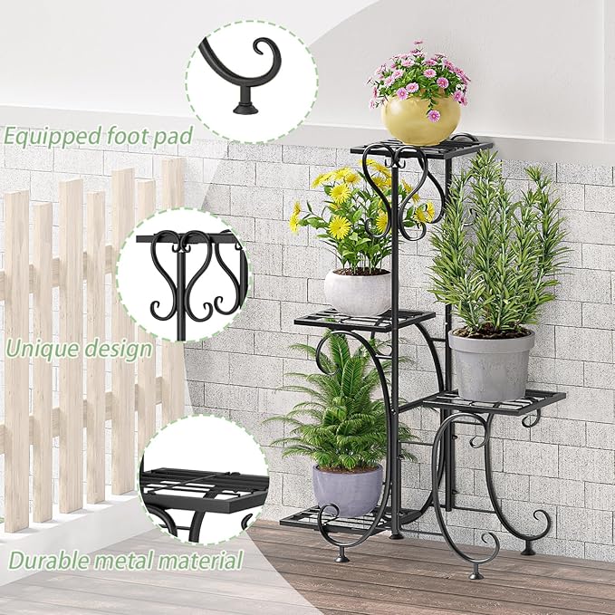 Plant Stand Indoor Outdoor Shelf 4Tier Metal Holder Pot Rack Multiple Plants - Image 3