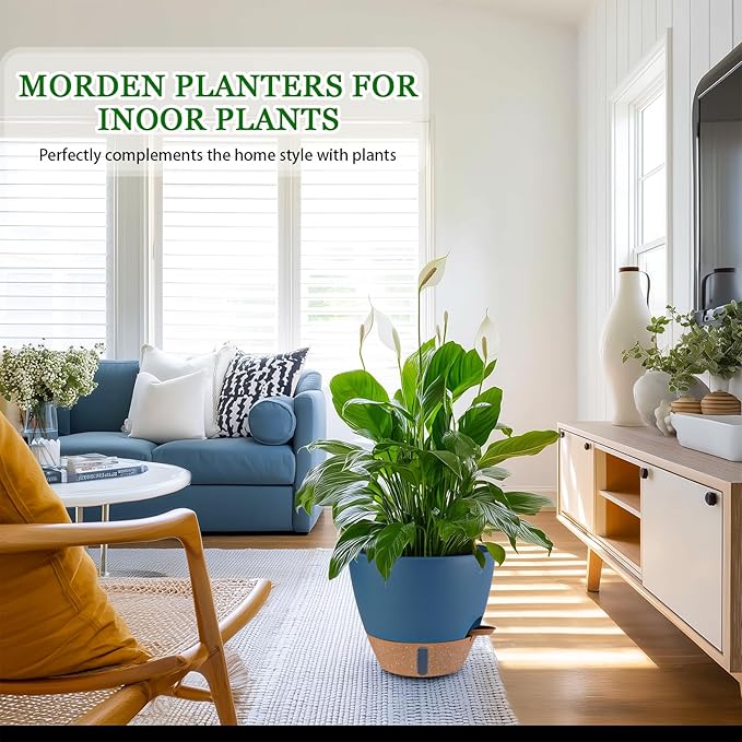 2 Pack 10 inch Plant Pots, Plastic Self Watering Planters - Image 5