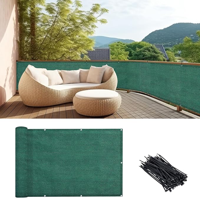 LOVE STORY 3'x10' Dark Green Balcony Screen Privacy Fence Cover UV Protection by LOVESTORY