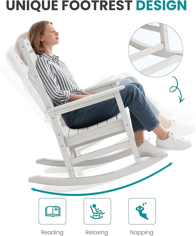 SERWALL Outdoor Rocking Chair Set of 2, Oversized Rocking Chair - Image 8