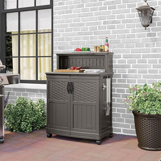Suncast Patio Plastic Storage and Prep Station - Image 2