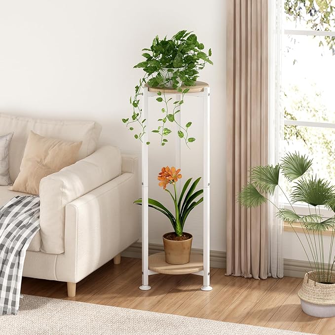 Plant Stand Indoor Corner Tall 2 Tier Metal Modern Flower Storage Plant Shelf - Image 2