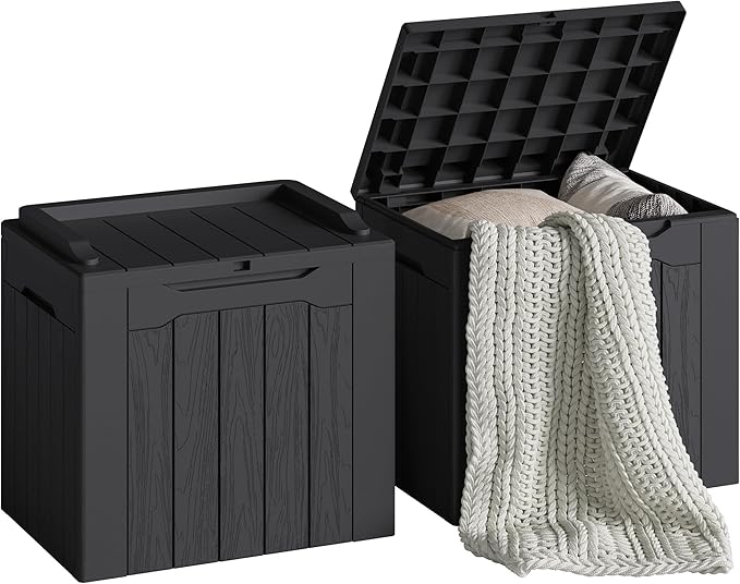 Devoko 30 Gallon Resin Deck Box 2 Pack Outdoor Indoor Waterproof Storage Box by DEVOKO