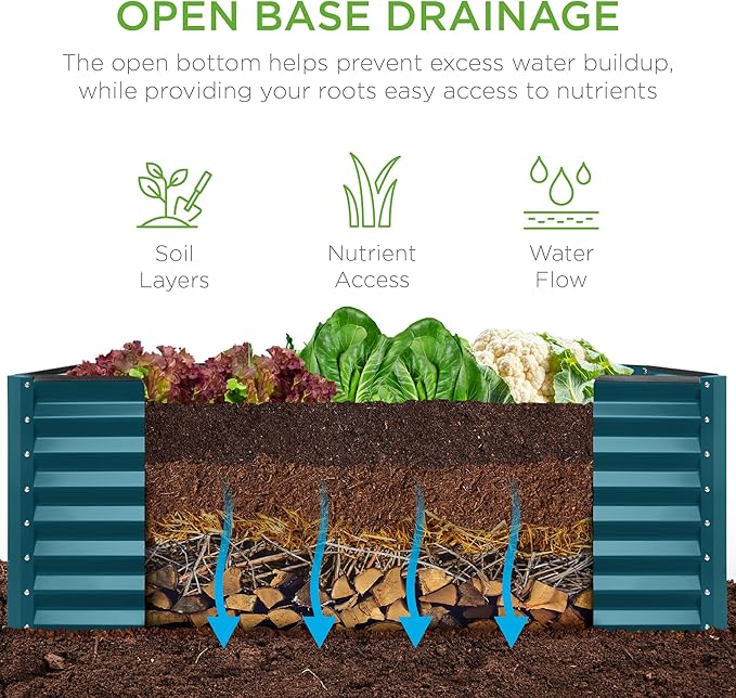 Best Choice Products 4x2x2ft Outdoor Metal Raised Garden Bed, Deep Root Planter - Image 3