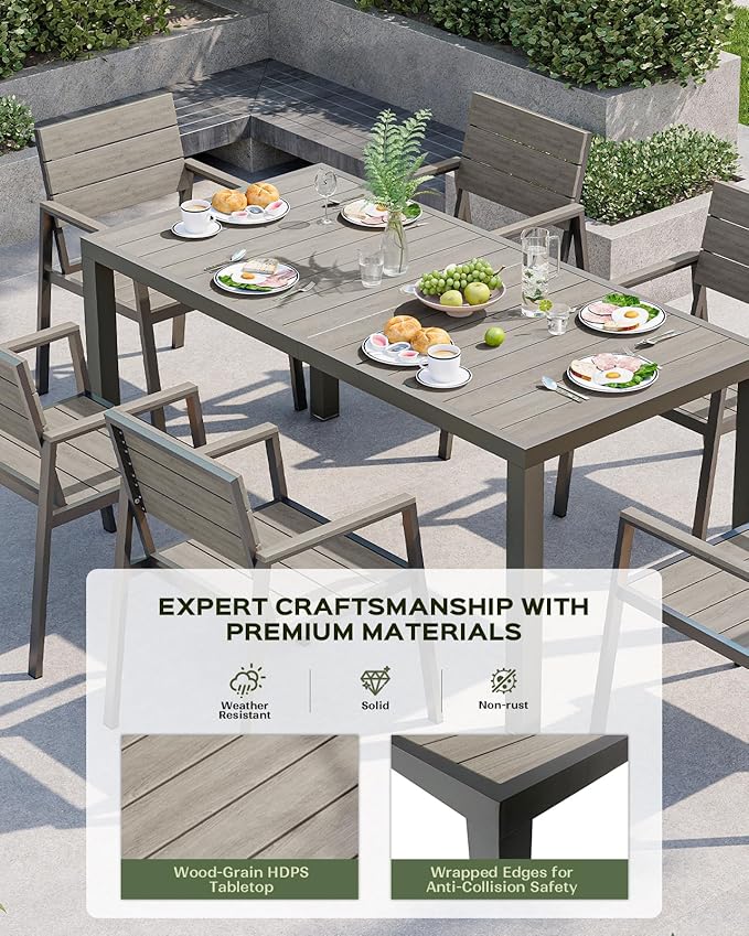 5-Piece Outdoor Dining Set, Aluminum Dining Table Set - Image 2