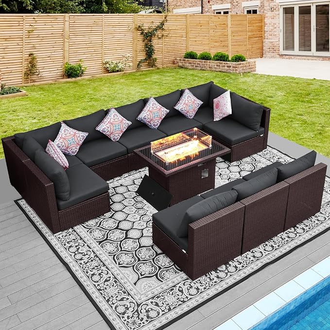 NICESOUL 11 Pcs Modern Outdoor Patio Sectional Furniture Set - Image 3