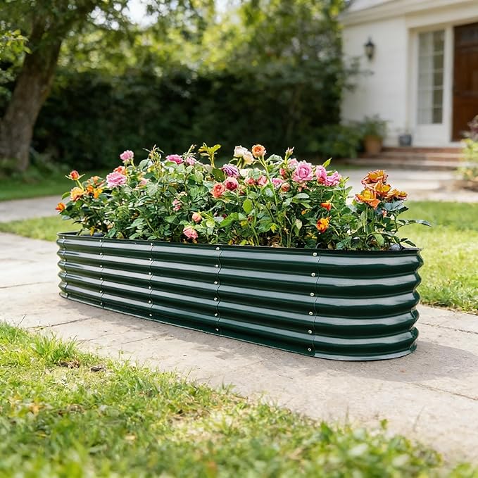 Gardmax Galvanized Raised Garden Bed, Lightweight Planter Boxes Outdoor - Image 8