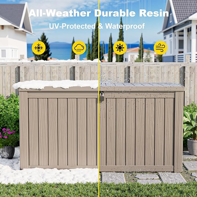 DRATO 180 Gallon Outdoor Storage Box, Large Waterproof Deck Box, Lockable Resin - Image 7