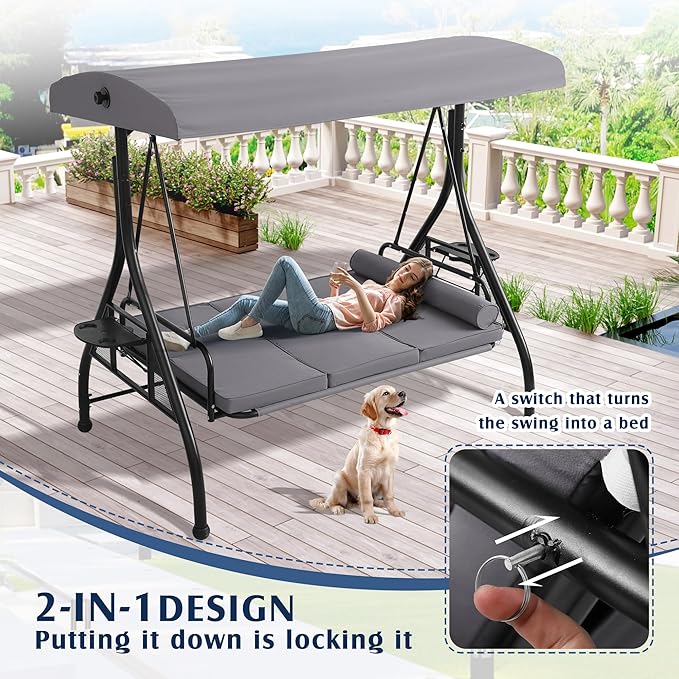 Grepatio Outdoor Porch Swing - Image 3