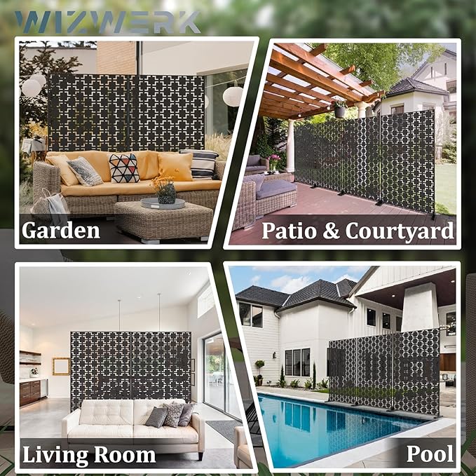 6FT Outdoor Metal Privacy Screen – Decorative Privacy Fence and Room/Garden - Image 5