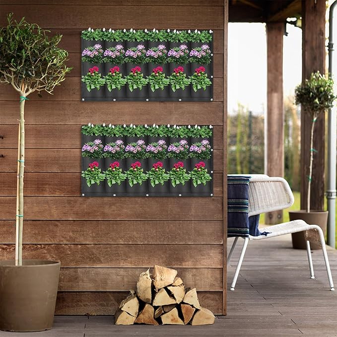 LITLANDSTAR 18 Pockets Hanging Grow Bags, 2 Pack Horizontal Wall Planter Plant - Image 7
