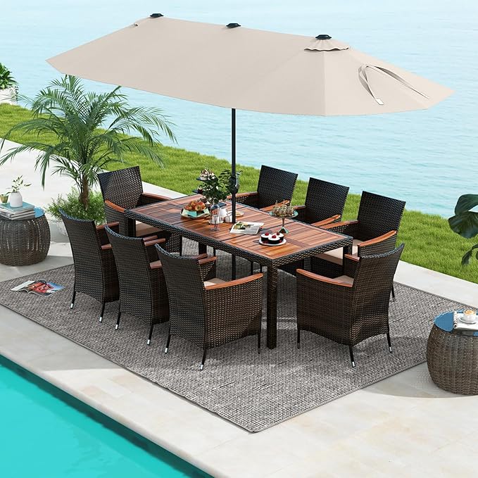 Tangkula 11 Pieces Rattan Outdoor Dining Set by TANGKULA