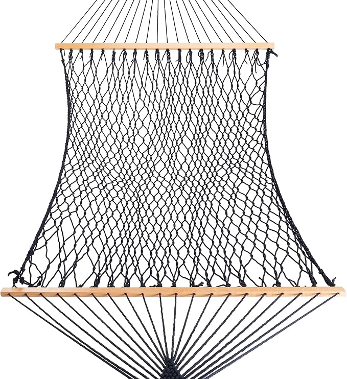 Castaway Living 13 ft. Double Traditional Hand Woven Navy Polyester Rope Hammock - Image 2