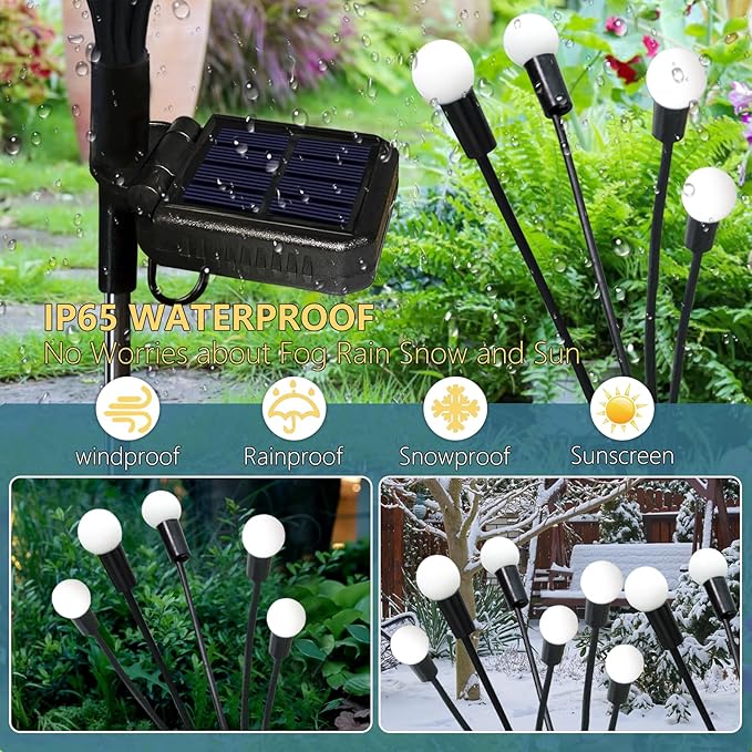 Solar Garden Lights Outdoor, 4 Pack 40 LED Solar Firefly Lights Waterproof - Image 4
