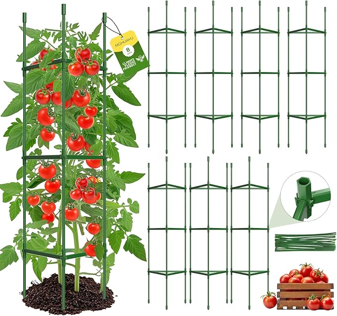 8 Pack Tomato Cages for Garden, Heavy Duty Adjustable Tomato Stake Support for by MQHUAYU