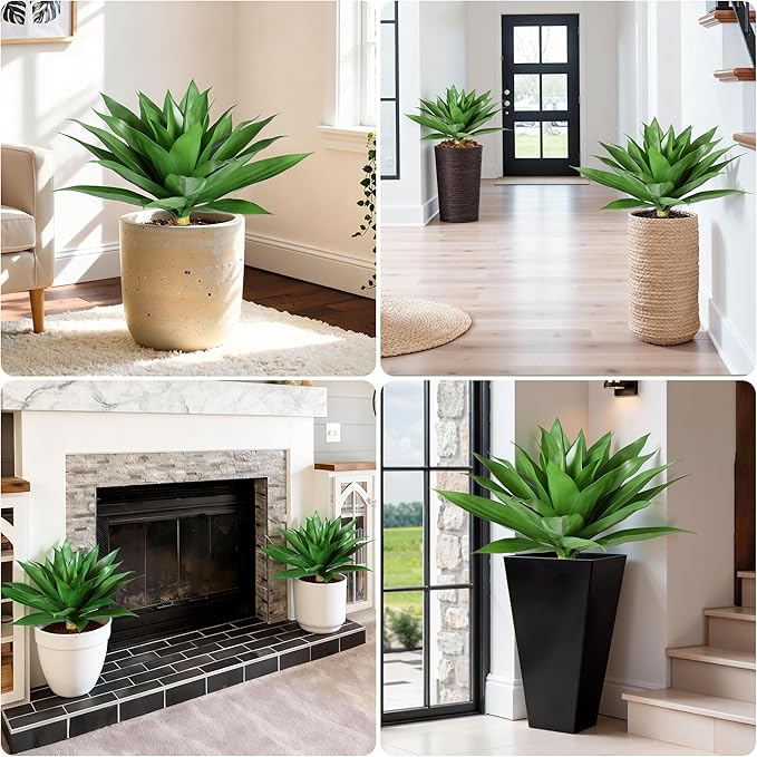 Ivydale Fake Plants 18 Inch Agave Artificial Plants Outdoor 2 PCS - Image 9