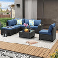 7 Pieces Patio Furniture Set All-Weather Outdoor Wicker Sectional Conversation by JOYURE