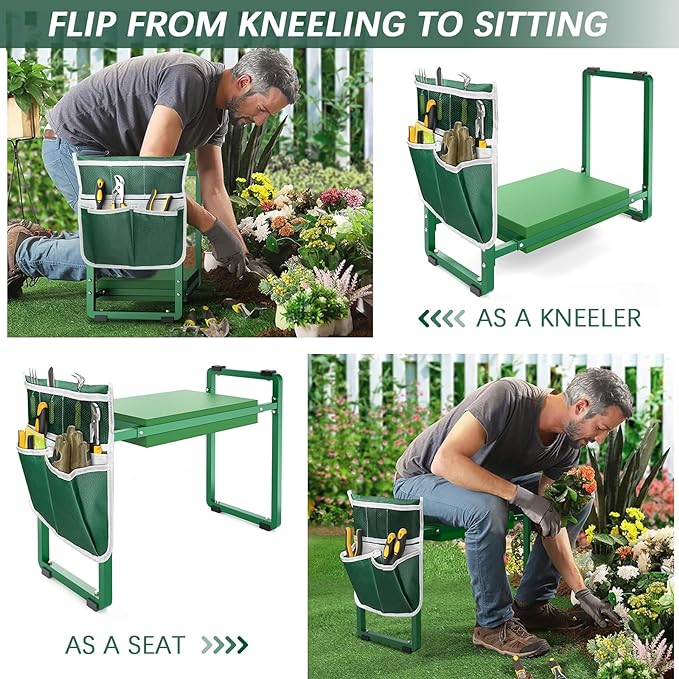 FLINTER Garden Kneeler and Seat, 10.2" Wider Heavy Duty Thick Gardening Bench - Image 5