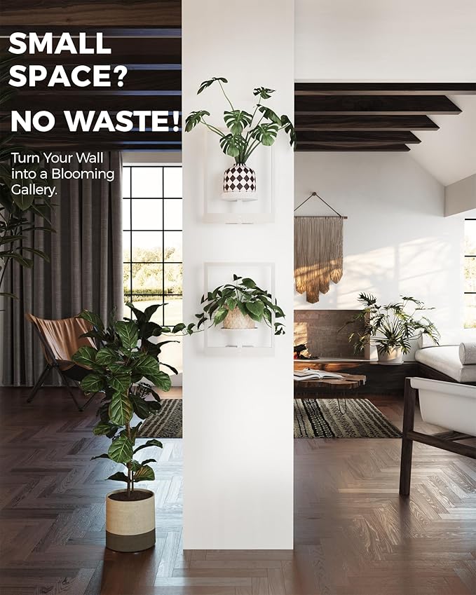 Bamworld White Plant Stand Indoor, Plant Hanger Wall Planters - Image 5