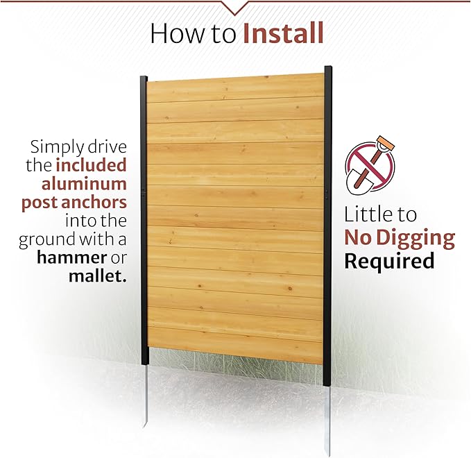 5ft H x 3.2ft W No Dig Enclo Fairmont Cedar Wood Privacy Screen, Great to Hide - Image 4
