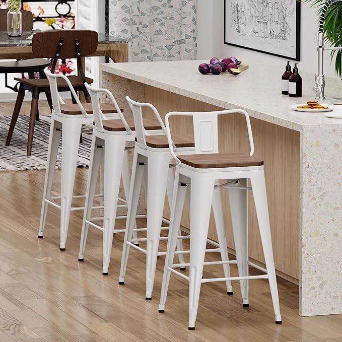Yongchuang 30 inch Metal Bar Stools Set of 4 Bar Height Barstools - Image 7