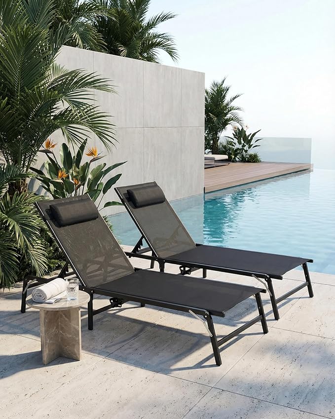 4 Pack Foldable Chaise Lounge Chair - Image 2