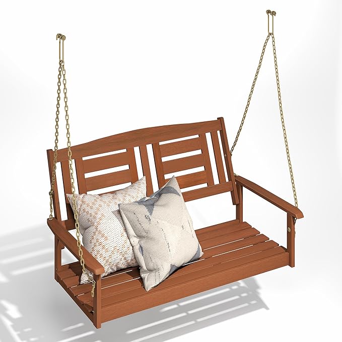 Furinno TIOMAN Porch Swing, 2-Seater Outdoor Hanging Wooden Swing by Furinno-FitsYourSpaceFitsYourBudget
