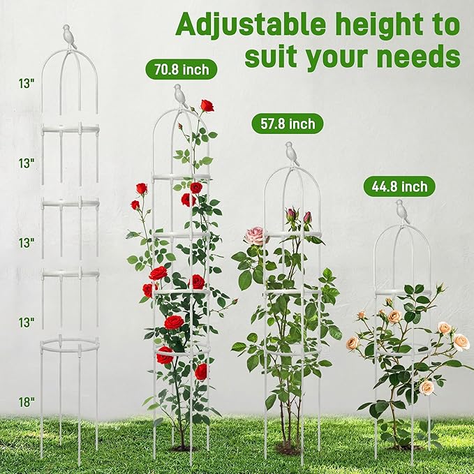 6ft Garden Obelisk Trellis for Climbing Plants-Rustproof Metal Pipe - Image 2