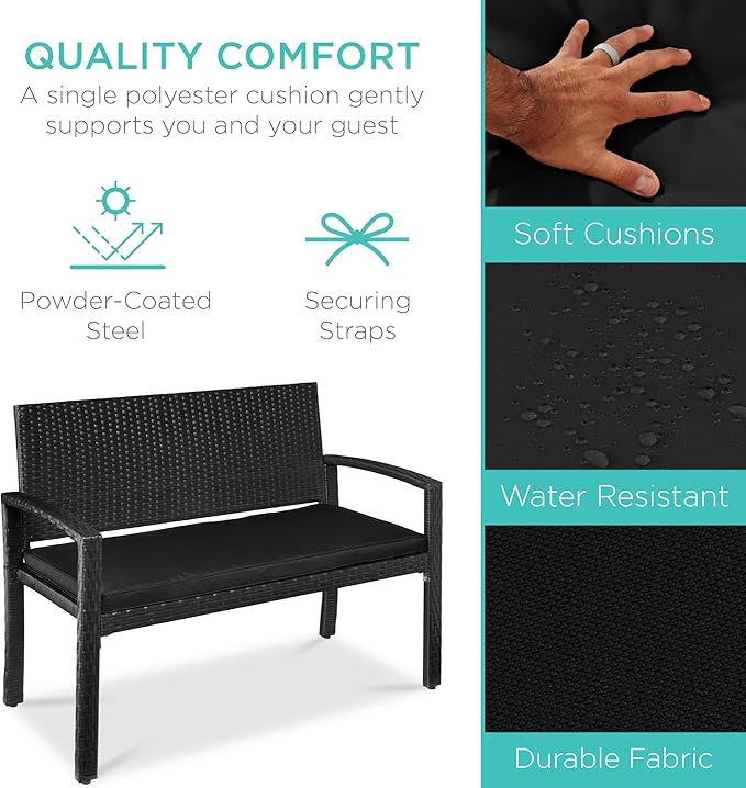 Best Choice Products Outdoor Bench 2-Person Wicker Garden Patio Benches Seating - Image 3