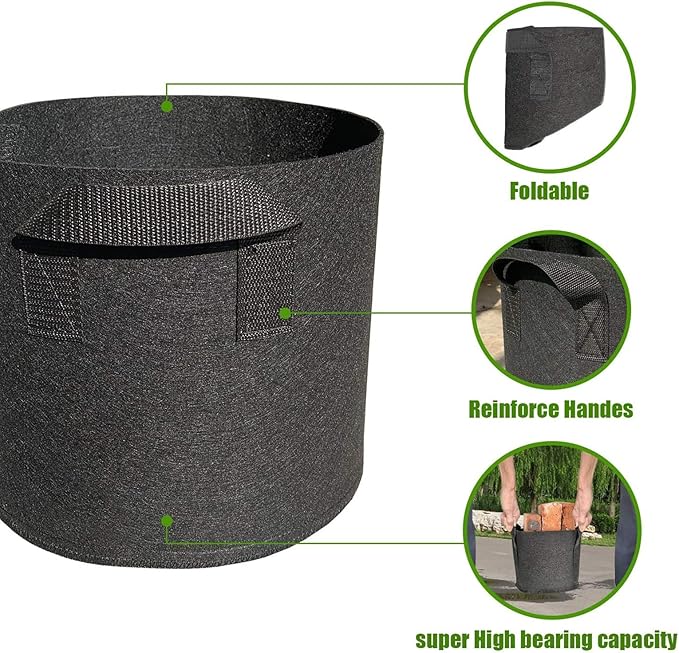 5 Pack 1 Gallon Grow Bags with Handles Garden Vegetable Flower Grow Bags - Image 6