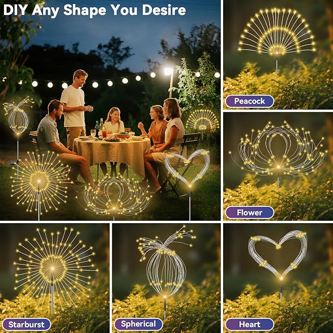 Garden Outdoor Lights, 2 Pack 120 LED Solar Garden Lights Fairy Lights Outdoor - Image 4