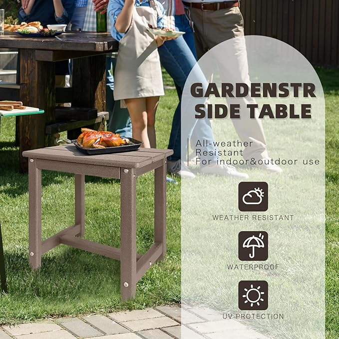 Adirondack Square Side Table, one-Tier Outdoor end Table, Patio Side Table - Image 4