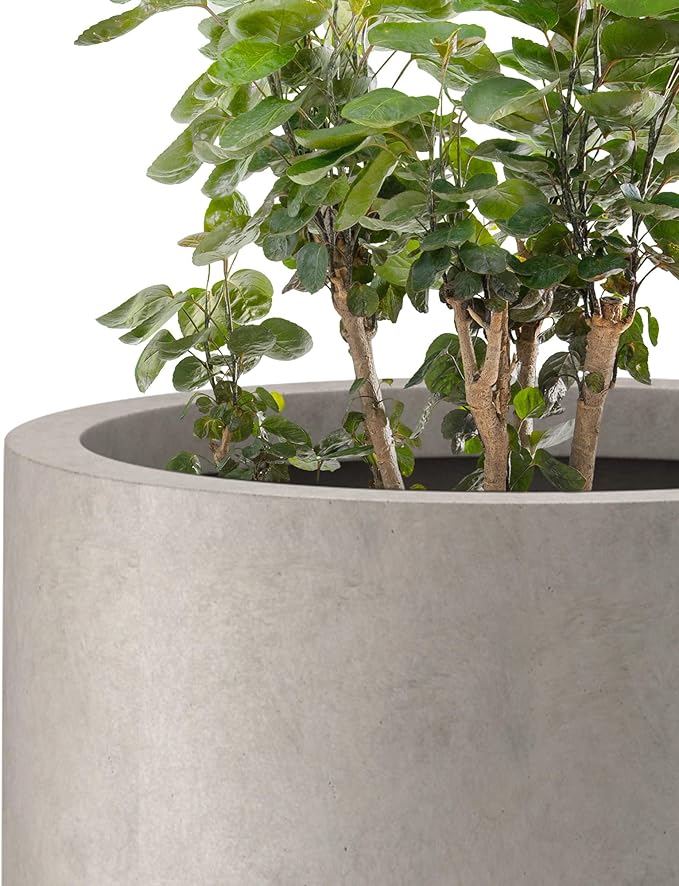 Kante 24 Inch Tall Round Concrete Planter, Large Indoor Outdoor Plant Pots - Image 8