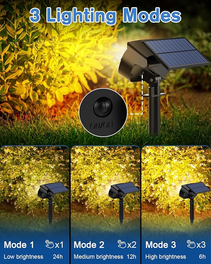 Fabrito Large Solar Spot Lights Outdoor 4 Pack, 1000 Lumens High Brightness - Image 3