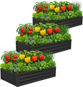 3 Pack 6x3x1FT Galvanized Raised Garden Beds Kit Outdoor Metal Gardening by Meberam