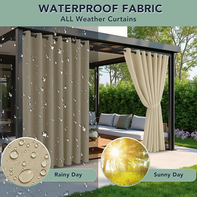 Extra Wide Outdoor Curtains Waterproof - Image 2