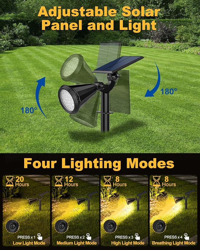 Solar Spot Lights Outdoor, 4 Pack Outdoor Solar Lights - Image 4