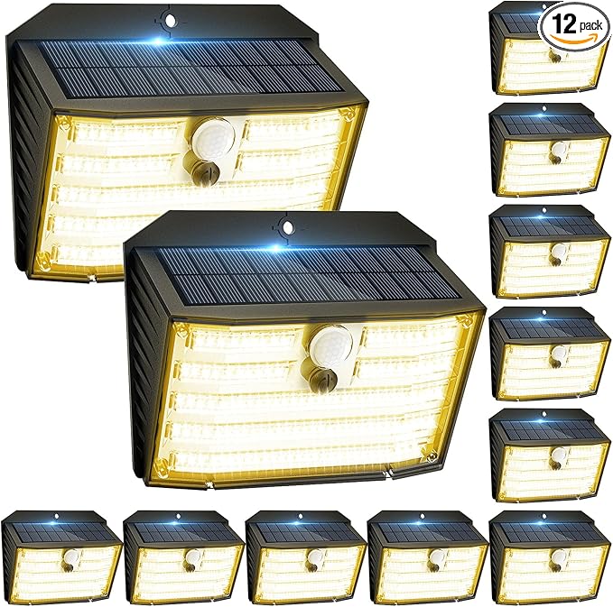 Solar Motion Lights Outdoor, Ultra Bright Solar Fence Lights by Claoner