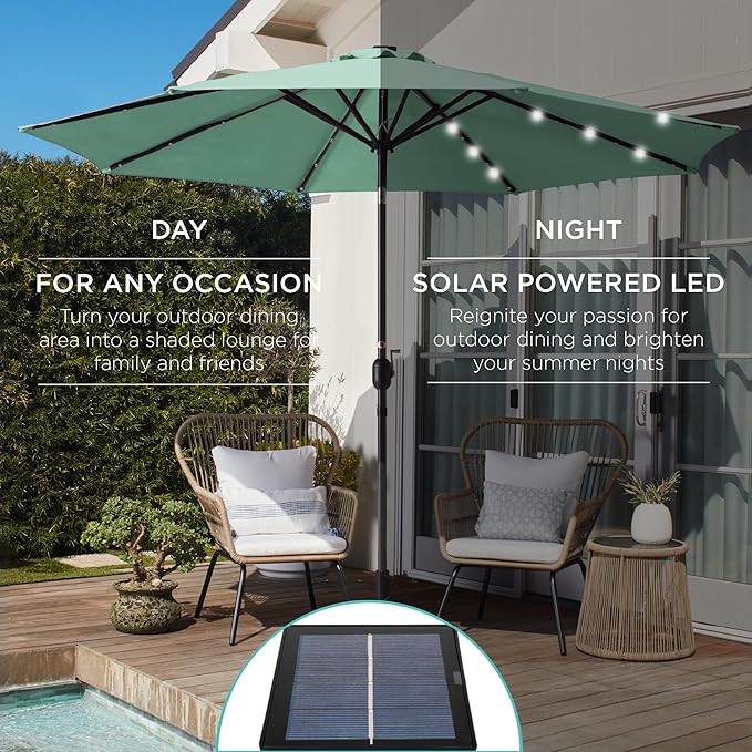 Best Choice Products 10ft Solar Polyester LED Lighted Patio Umbrella w/Tilt - Image 3