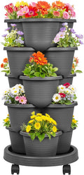 VECELO 5 Tier Vertical Garden Planter, Self Watering Stackable Planters by VECELO