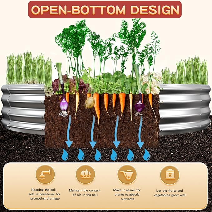 Durable Round Galvanized Steel Raised Garden Bed - Image 2