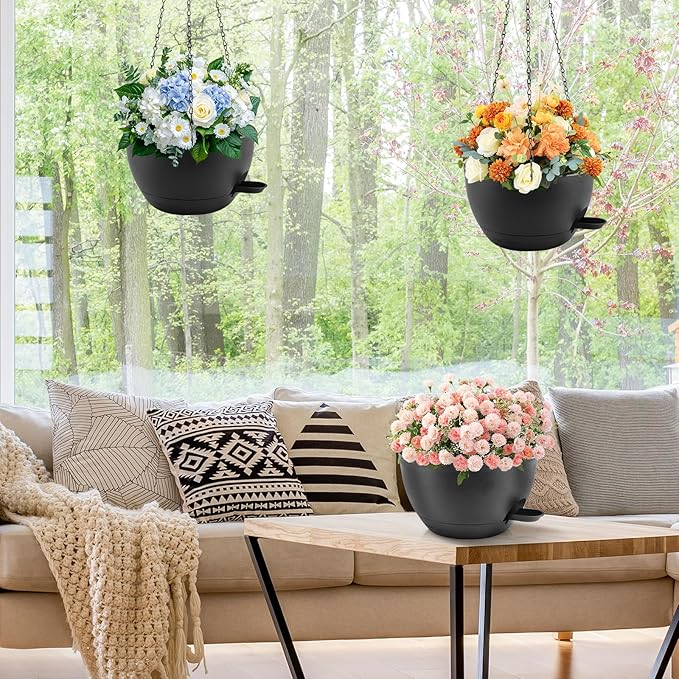 10 inch Hanging Planters for Indoor Plants, 3 Pack Self-Watering Hanging - Image 2