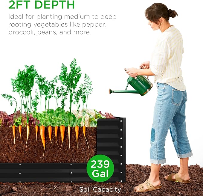 Best Choice Products 8x2x2ft Raised Outdoor Metal Garden Bed, Deep Root Box - Image 4