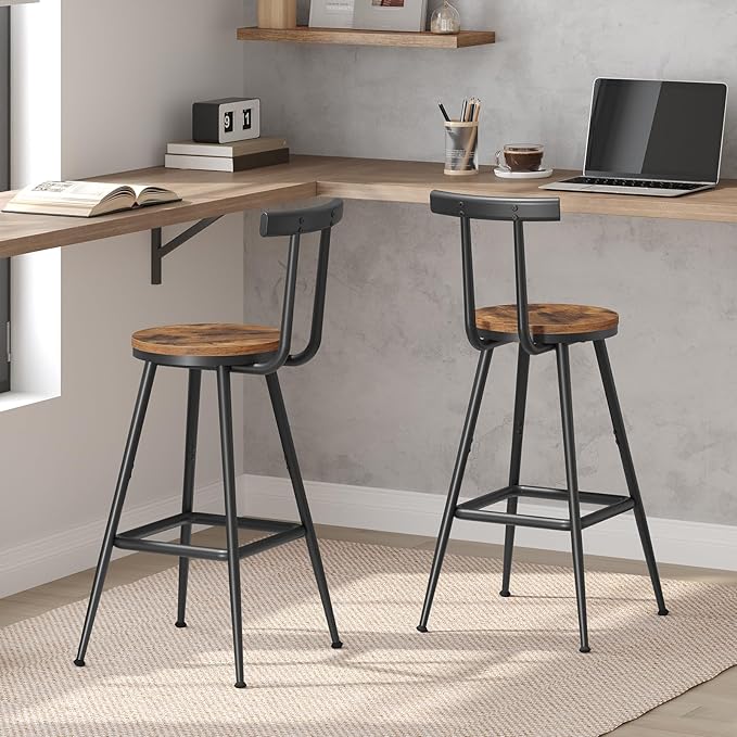 Bar Stools, Metal Frame, Adjustable Feet, Easy Assembly, - Image 6